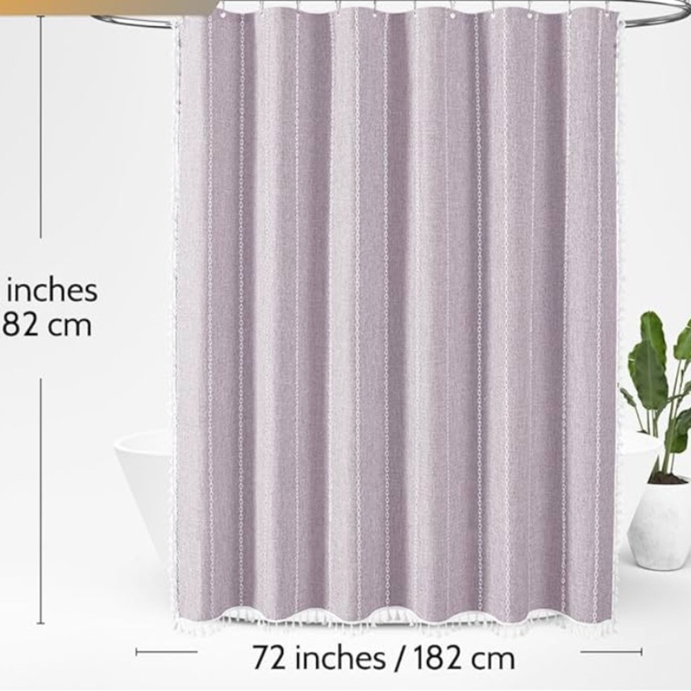Elegant lavender/grey Shower Curtain with Tassels 72x72 - Picture 2 of 2